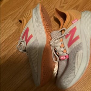 New Balance Women's Sneakers in Peach and Pink Accent